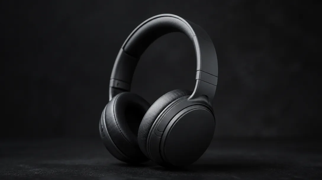 Sony WH-CH520 trådlösa on-ear hörlurar i mörk studiomiljö med mjukt riktat ljus