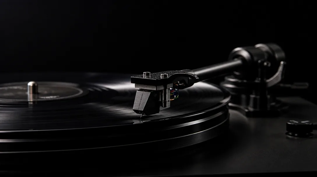 Premium hi-fi-utrustning i studio-belysning
